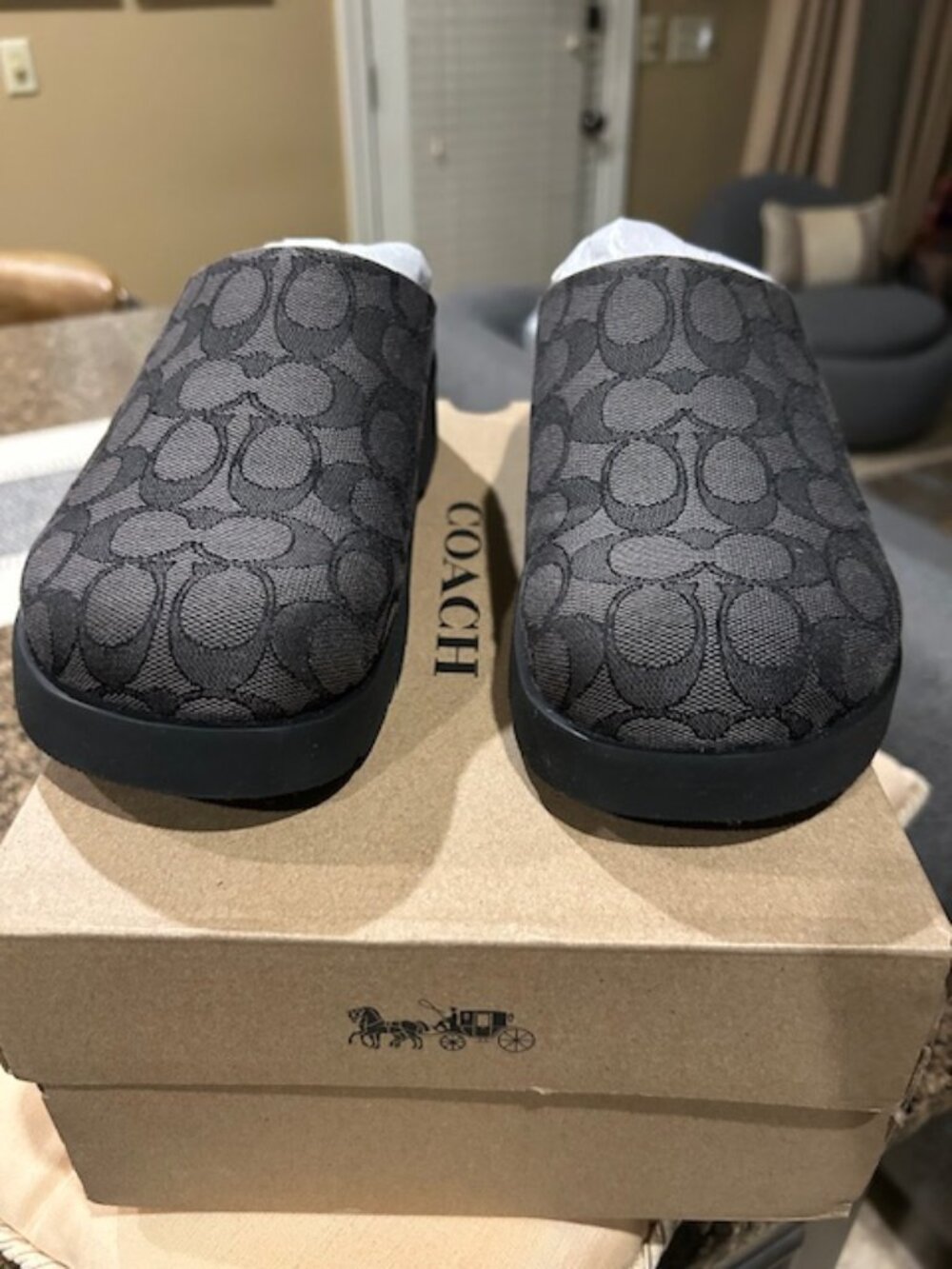 Coach Black/Charcoal COH Link Mule In Signature Jacquard - Picture 5 of 12